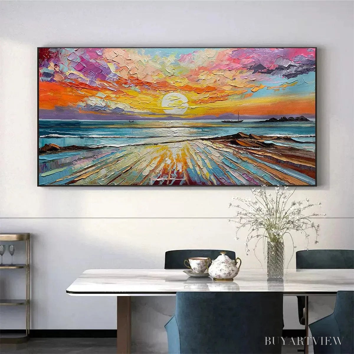 ARTOVITAS Colorful Seascape Oil Painting - Vibrant Sunset Art - image 5