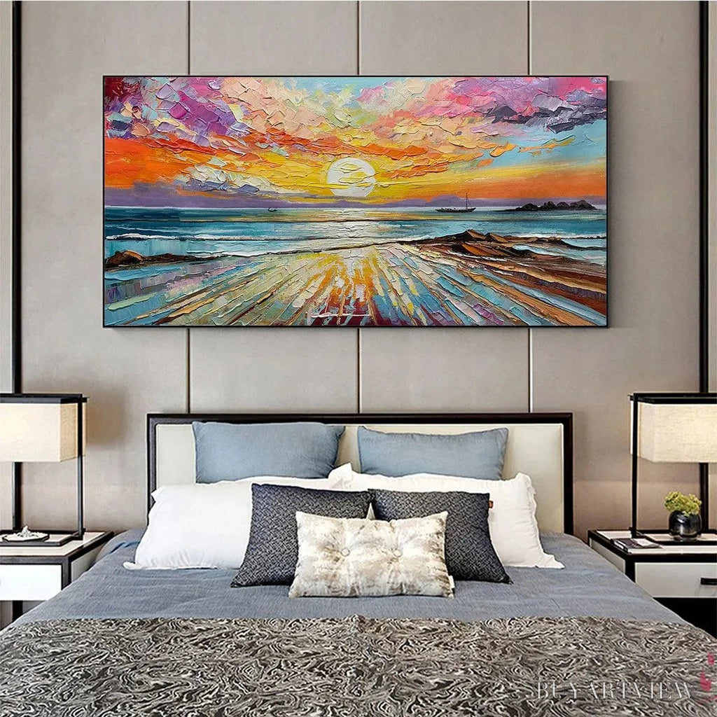 ARTOVITAS Colorful Seascape Oil Painting - Vibrant Sunset Art - image 6