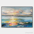 ARTOVITAS Sunset Sail – Seascape Painting, Impasto Texture, Ocean View, Panoramic , Horizontal - image 1
