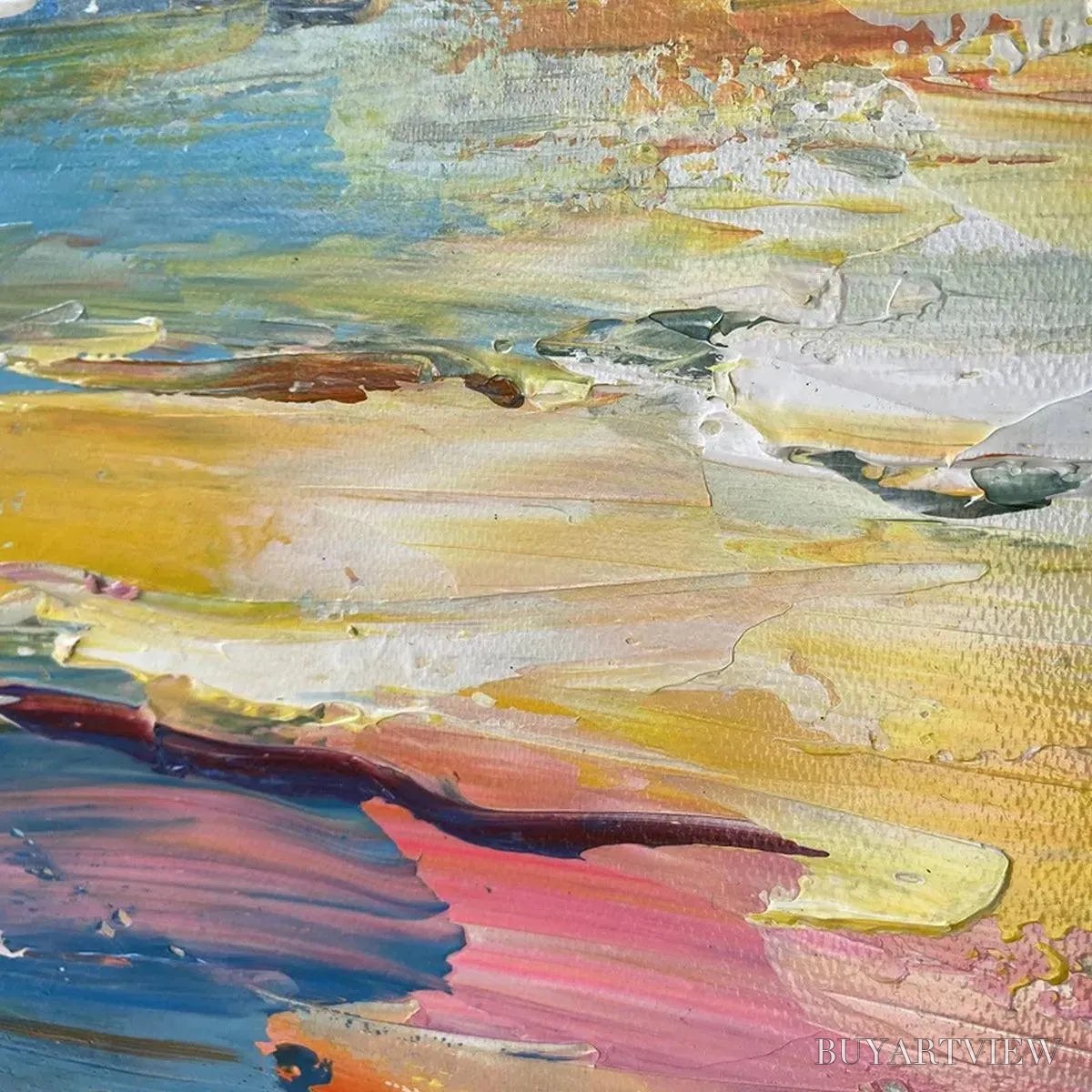 ARTOVITAS Sailboats At Sunset – Seascape Painting, Impasto, Textured , Ocean Sunset, Vertical - image 3