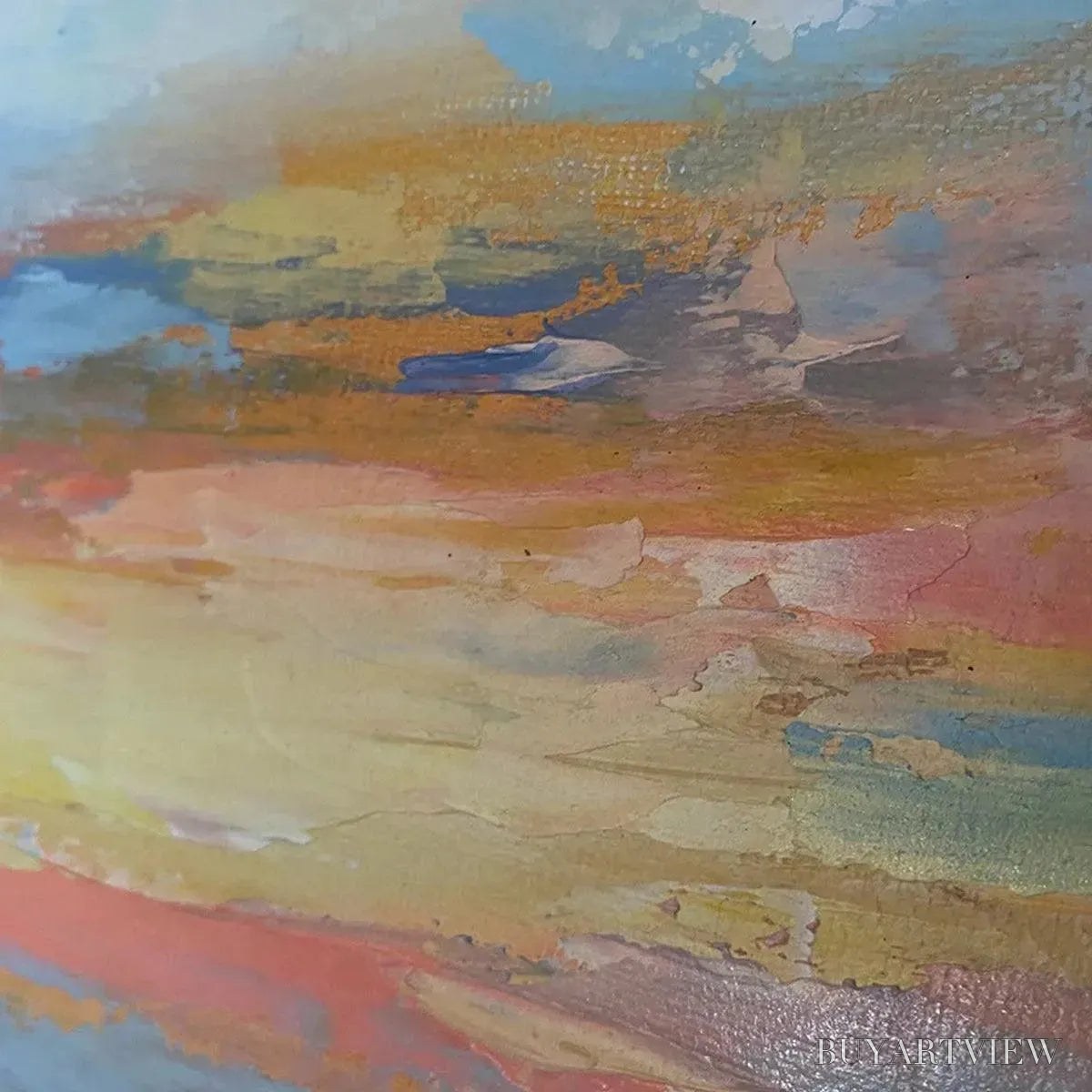 ARTOVITAS Golden Hour Seascape – Ocean Painting, Sunset , Impasto Texture, Vertical Canvas - image 3
