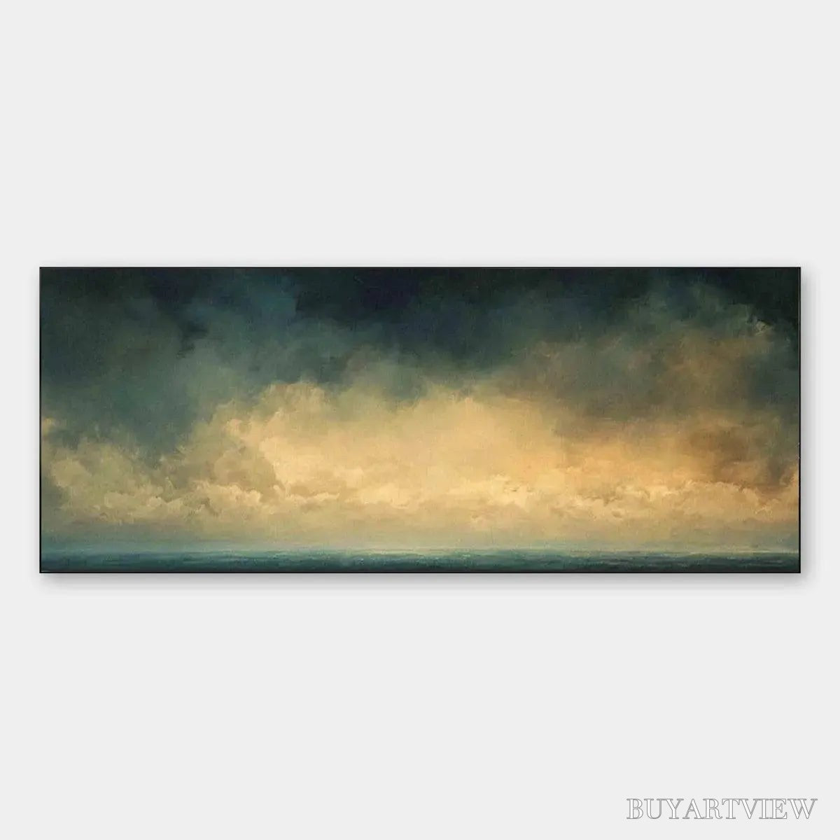ARTOVITAS Golden Clouds Panoramic – Seascape Painting, Panoramic , Coastal Decor - image 1