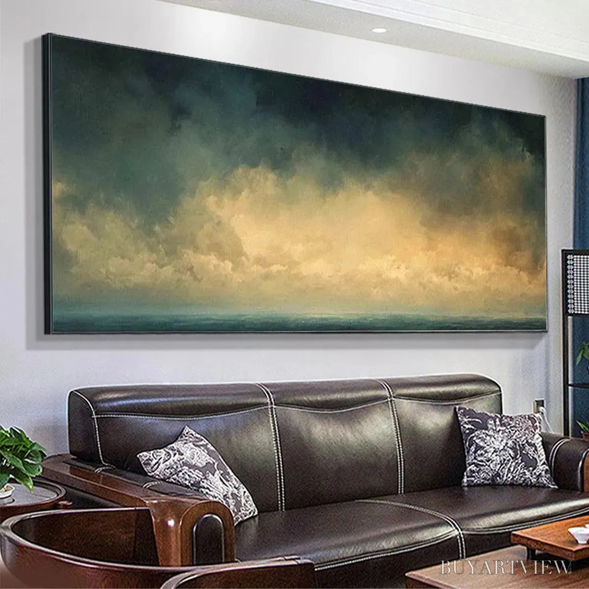 ARTOVITAS Golden Clouds Panoramic – Seascape Painting, Panoramic , Coastal Decor - image 5