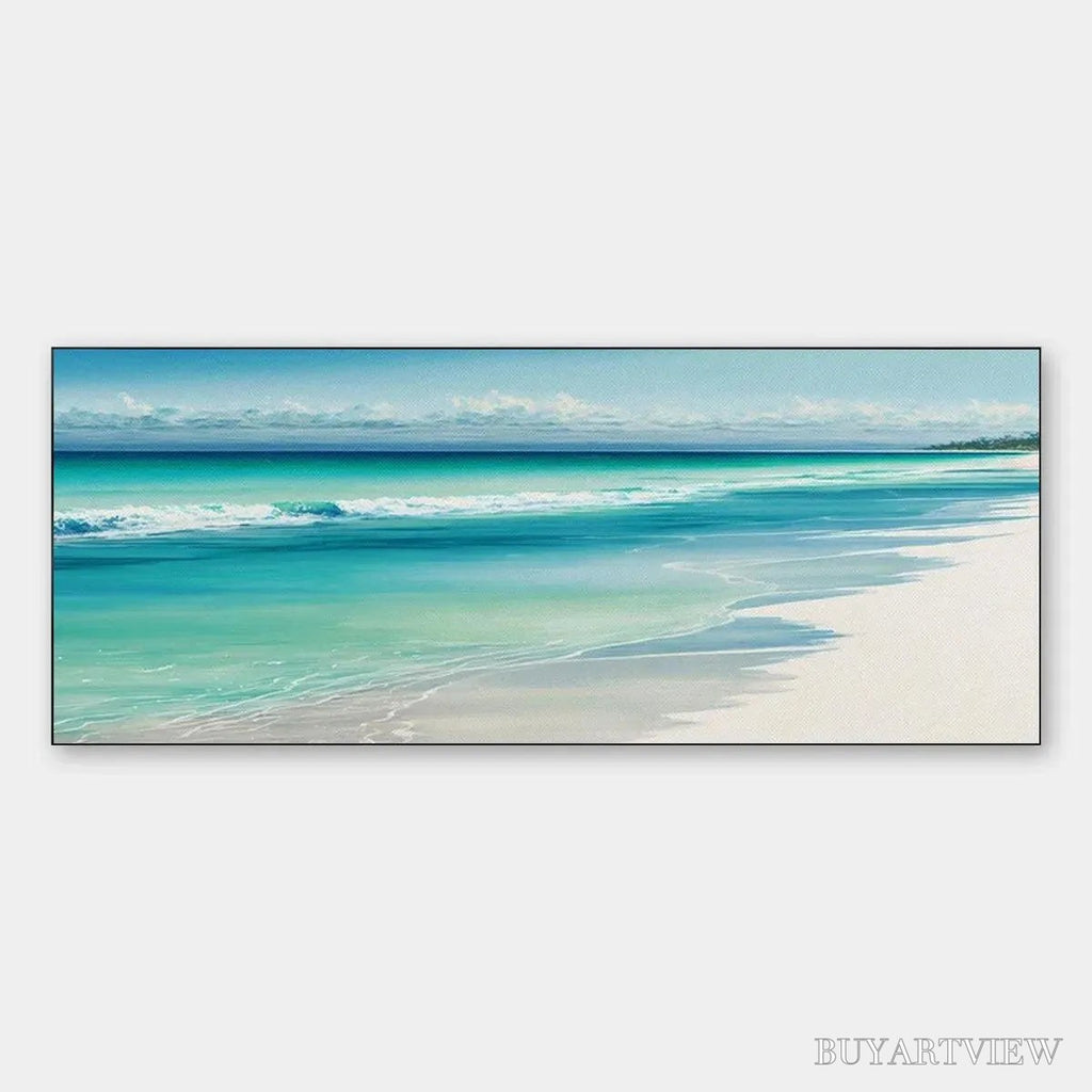 ARTOVITAS Turquoise Dream Panoramic – Beach Painting, Panoramic , Coastal Decor - image 1