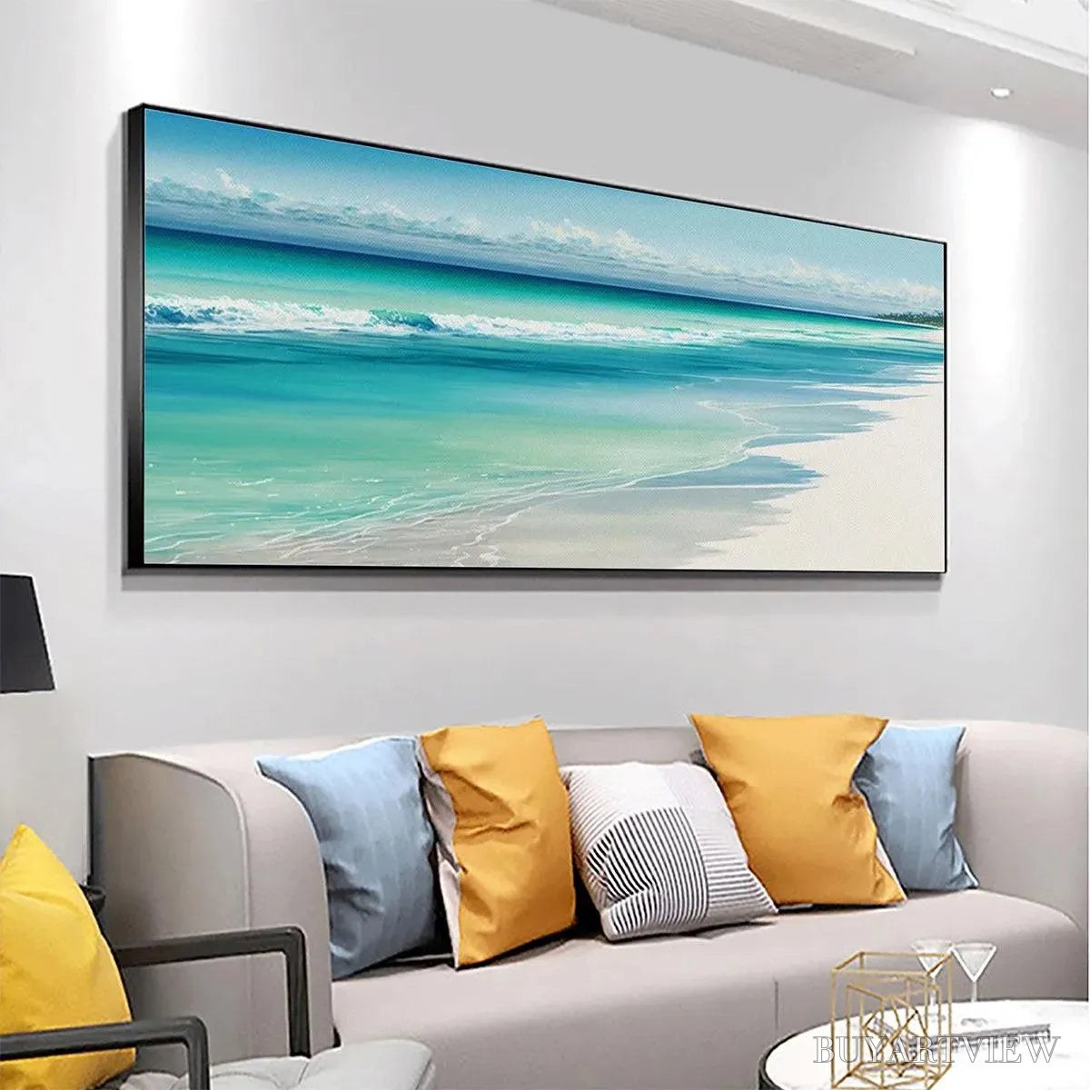 ARTOVITAS Turquoise Dream Panoramic – Beach Painting, Panoramic , Coastal Decor - image 4