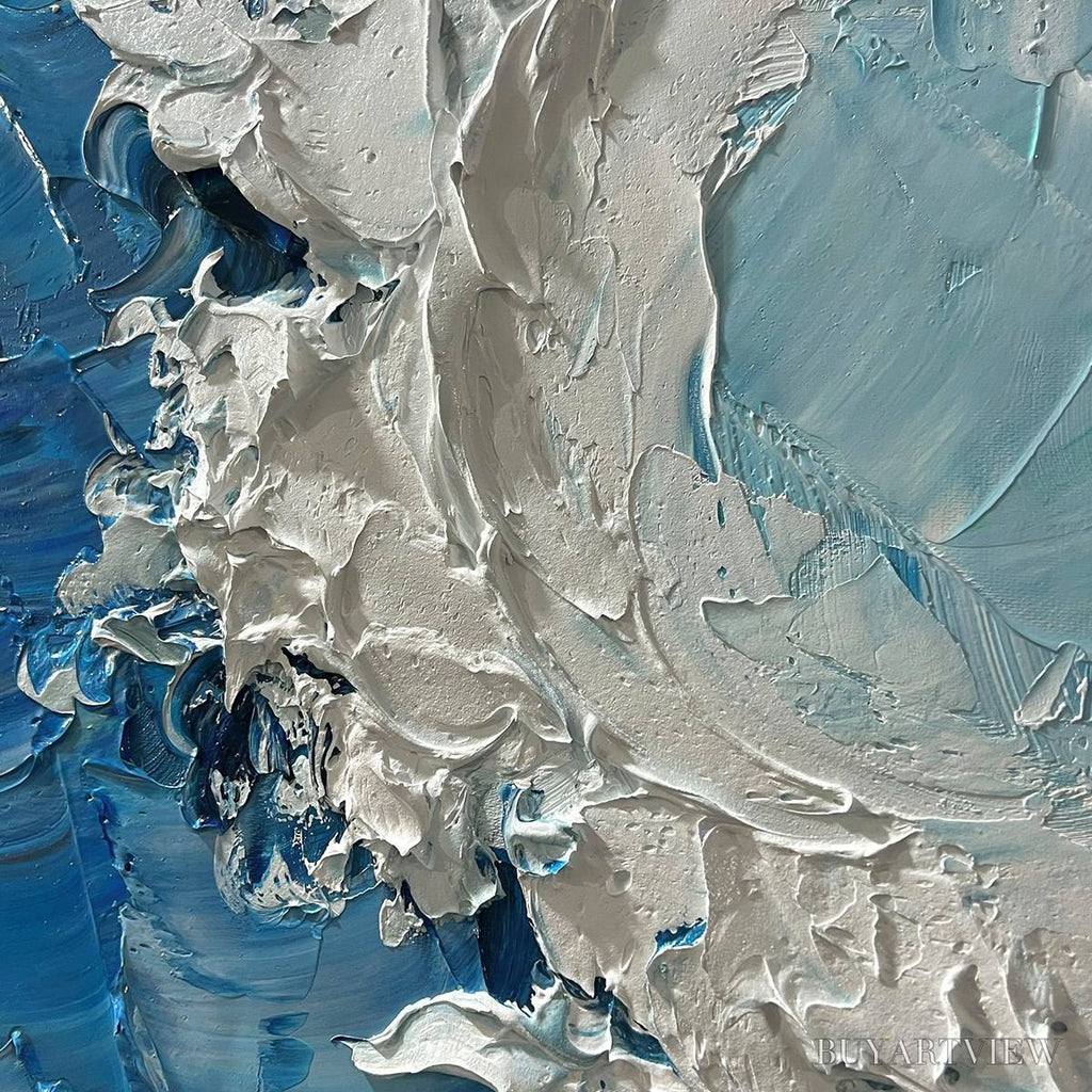 ARTOVITAS Oceanic Whispers – Textured Ocean Painting, Blue Abstract , Vertical Canvas, Impasto Decor - image 6