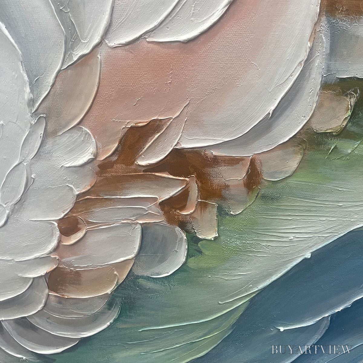ARTOVITAS Ocean Whispers – Textured Abstract Seascape Painting, White and Blue , Panoramic Canvas, Coastal Decor - image 3