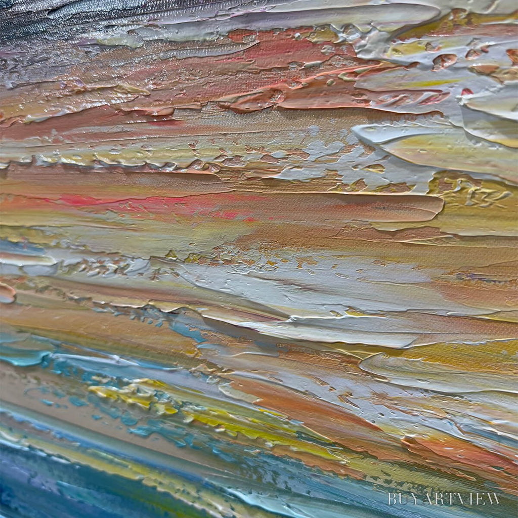 ARTOVITAS Serene Sunset – Panoramic Seascape Painting, Textured , Horizontal Canvas, Beach Decor - image 6