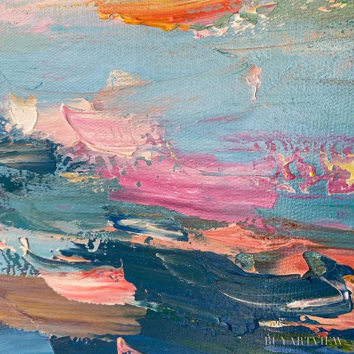 ARTOVITAS Sailing At Sunset – Colorful Seascape Painting, Textured , Vertical Canvas, Beach Decor - image 3