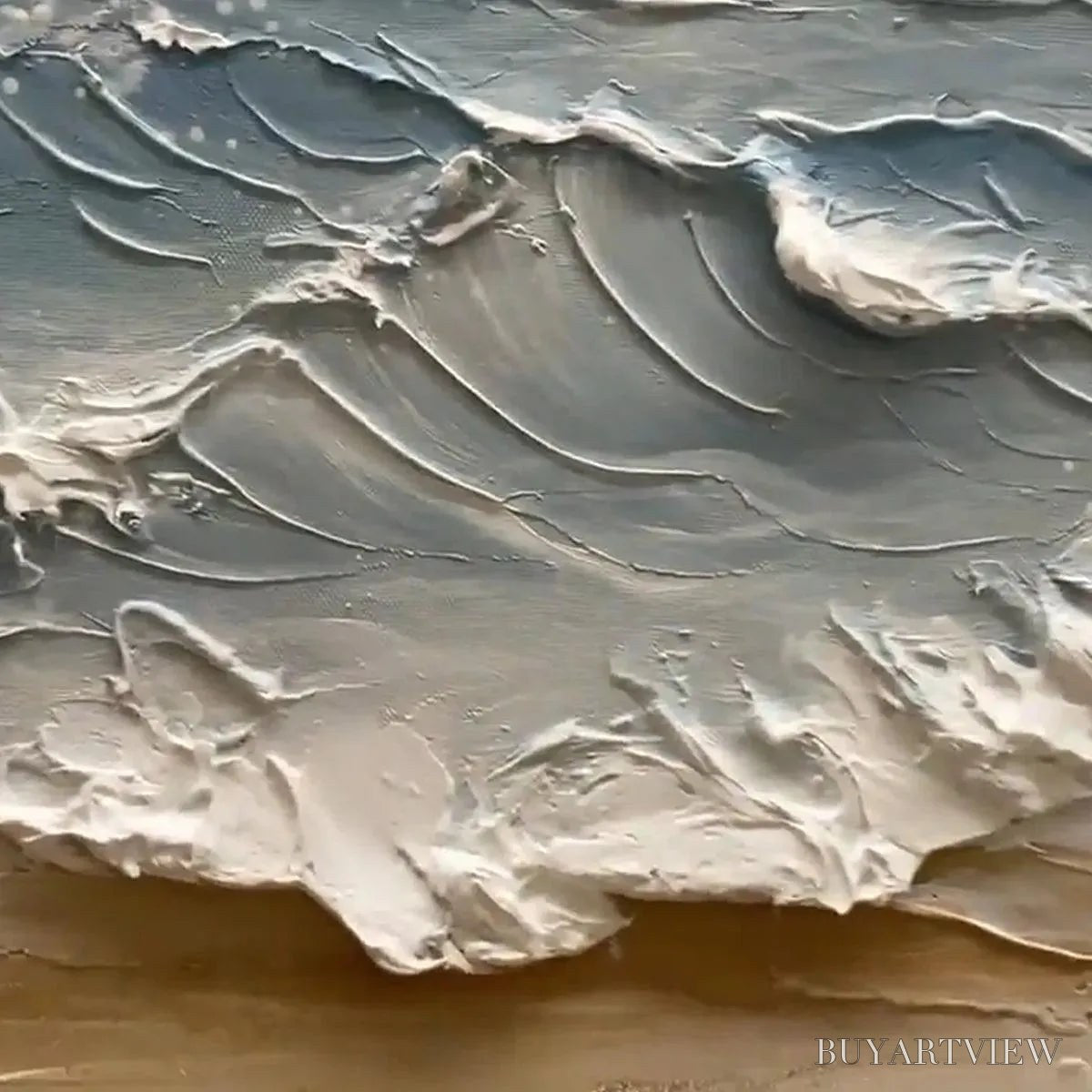 ARTOVITAS Ocean'S Embrace – Textured Seascape Painting, Impasto , Horizontal Canvas, Ocean Decor - image 3