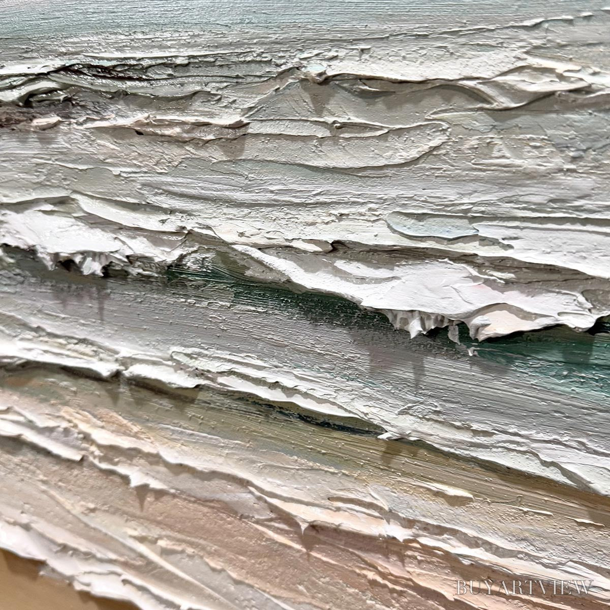 ARTOVITAS Coastal Serenity – Textured Seascape Painting, Impasto , Horizontal Canvas, Beach Decor - image 3