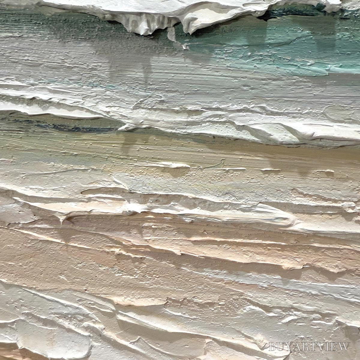 ARTOVITAS Coastal Serenity – Textured Seascape Painting, Impasto , Horizontal Canvas, Beach Decor - image 6