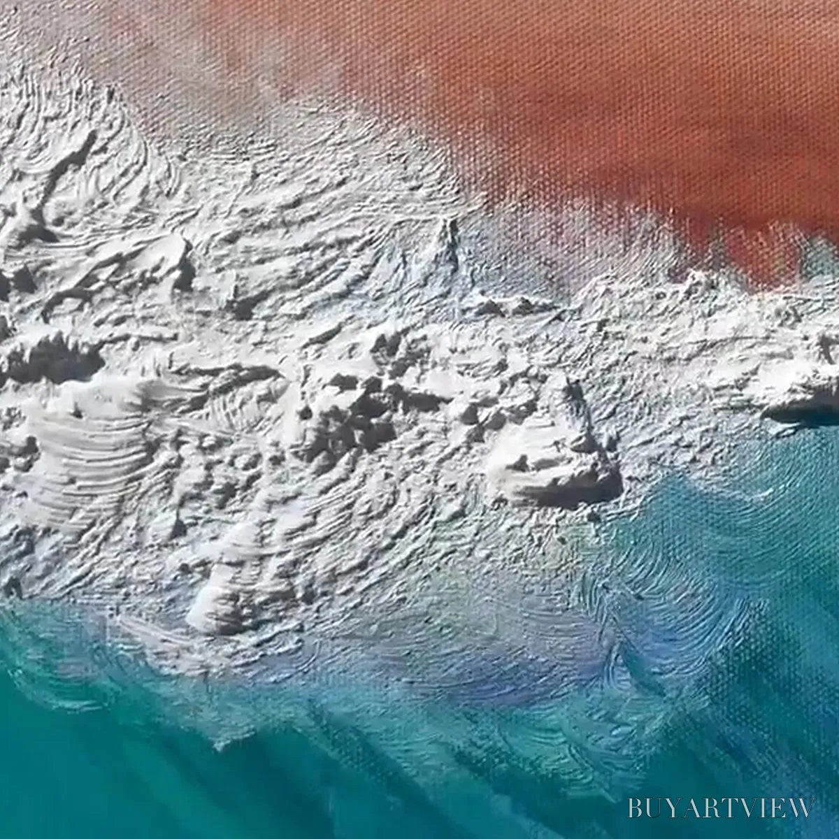 ARTOVITAS Cresting Wave – Textured Ocean Painting, Turquoise Wave , Panoramic Canvas, Seascape Decor - image 6