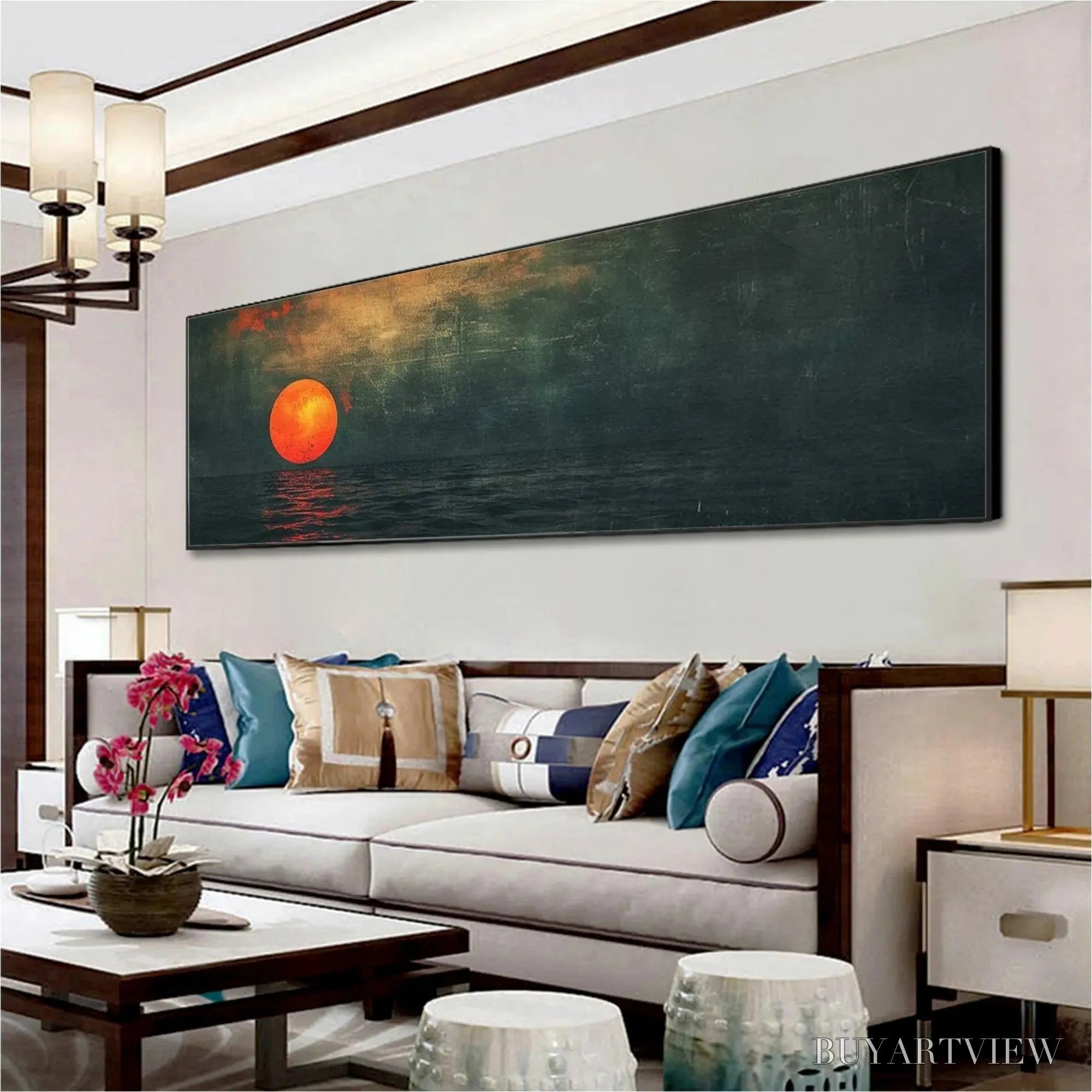ARTOVITAS Blood Moon Panoramic – Sunset Painting, Panoramic - image 5