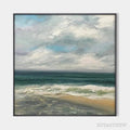 ARTOVITAS Cloudy Coastal Scene – Square Coastal Landscape Painting, Square - image 1