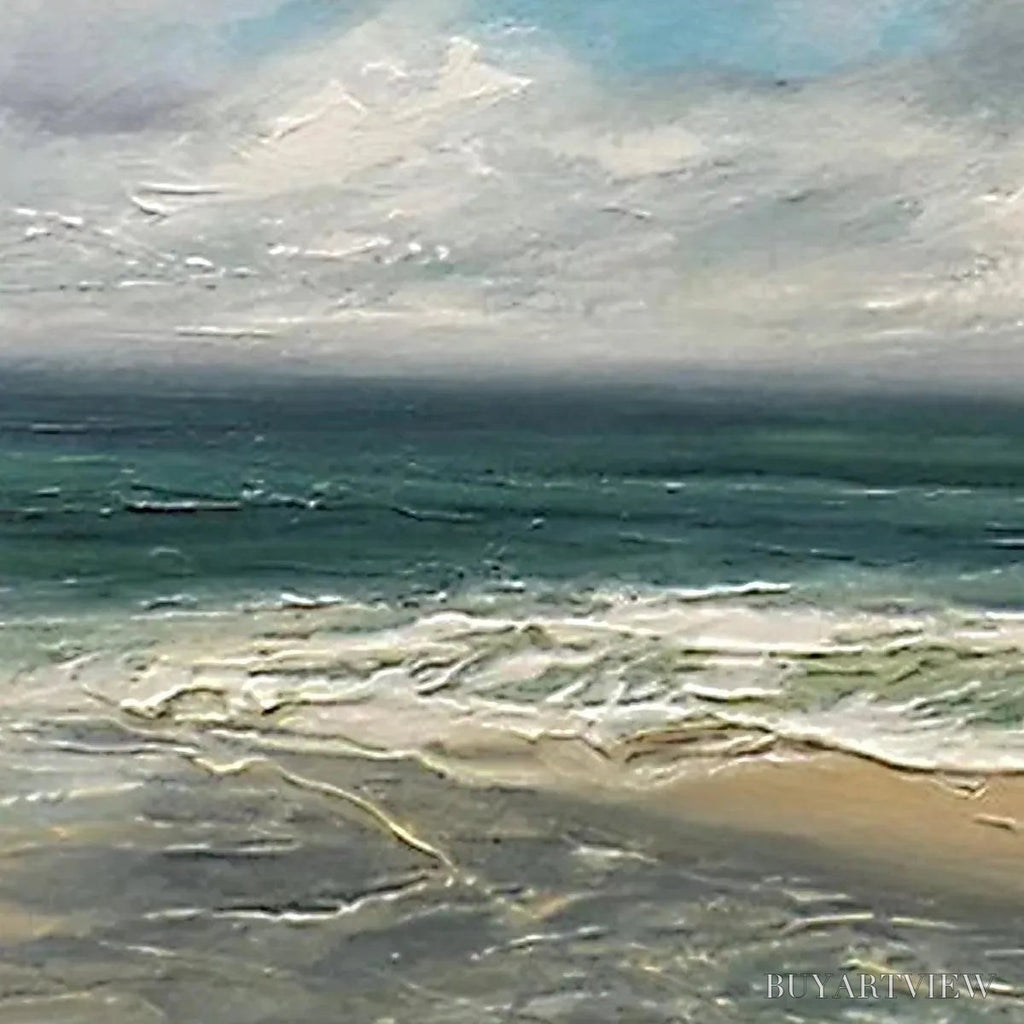 ARTOVITAS Cloudy Coastal Scene – Square Coastal Landscape Painting, Square - image 3