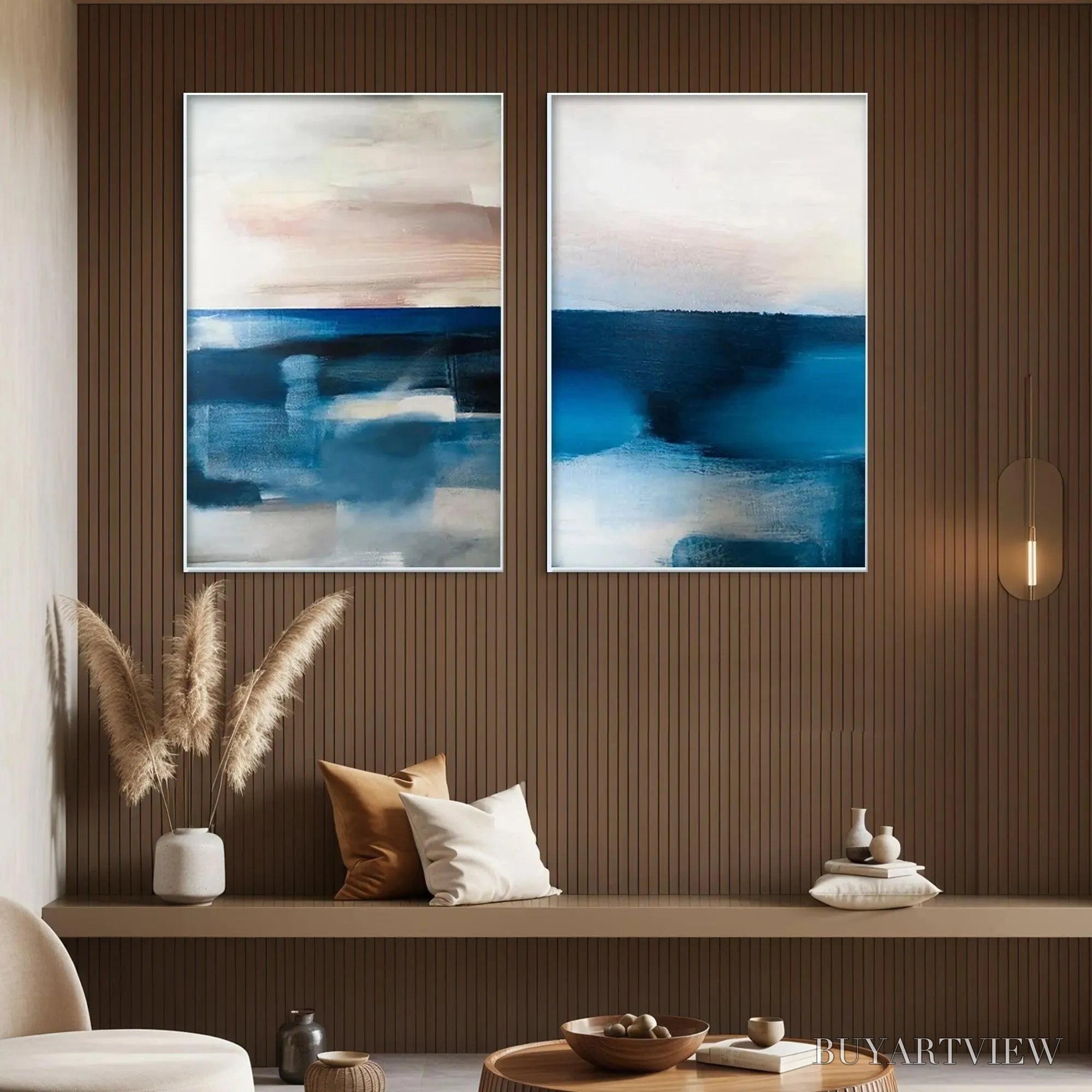 ARTOVITAS Abstract Ocean Diptych – Abstract Seascape Painting Set of 2, Vertical - image 4