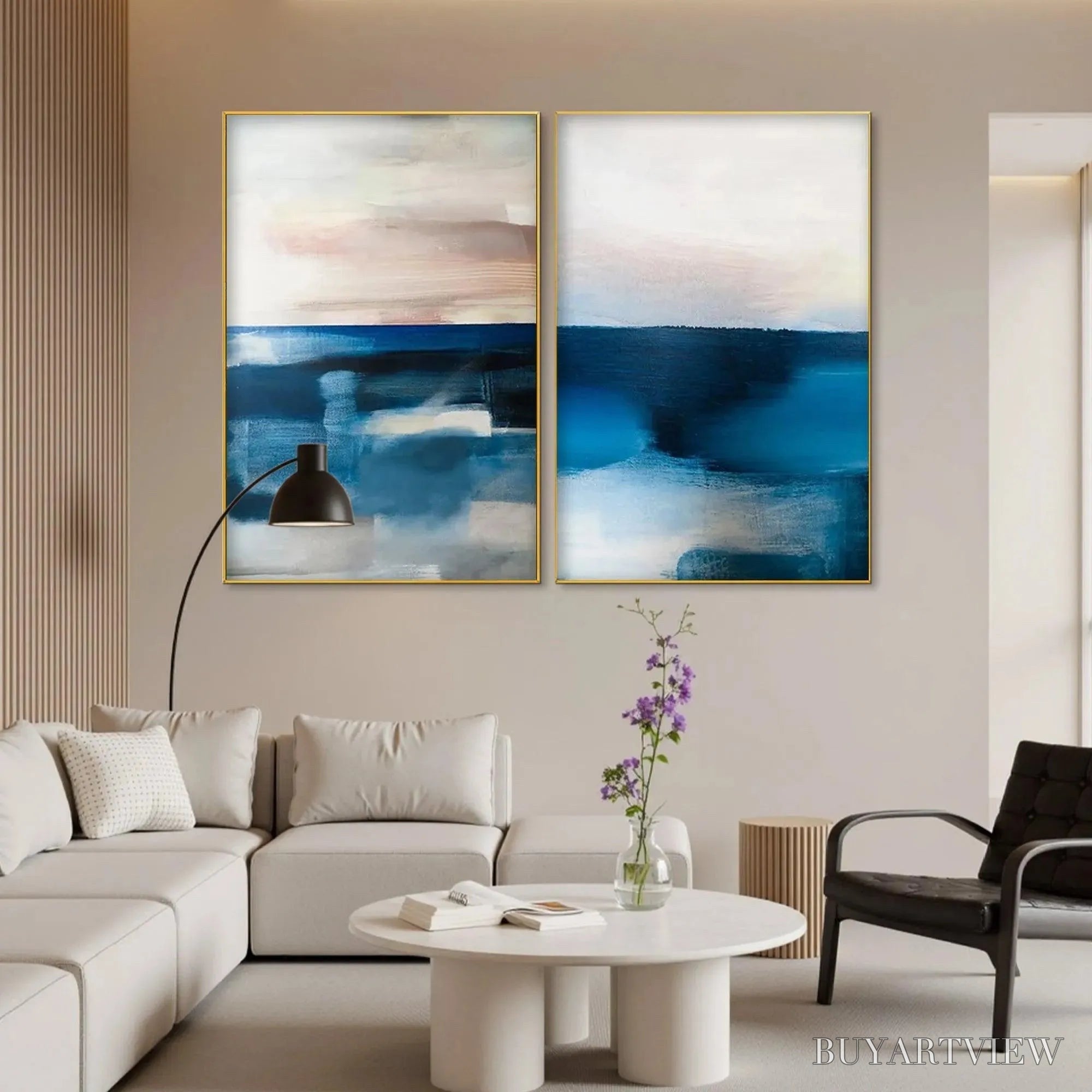 ARTOVITAS Abstract Ocean Diptych – Abstract Seascape Painting Set of 2, Vertical - image 5