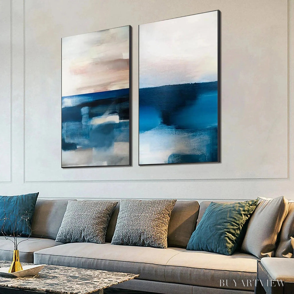 ARTOVITAS Abstract Ocean Diptych – Abstract Seascape Painting Set of 2, Vertical - image 6