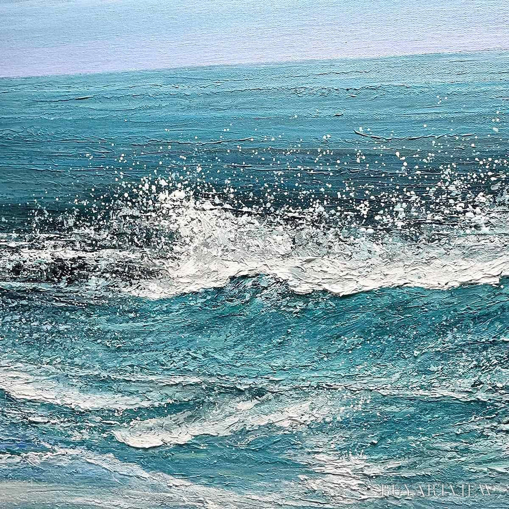 ARTOVITAS Azure Crests – Dynamic Seascape Painting, Panoramic - image 6