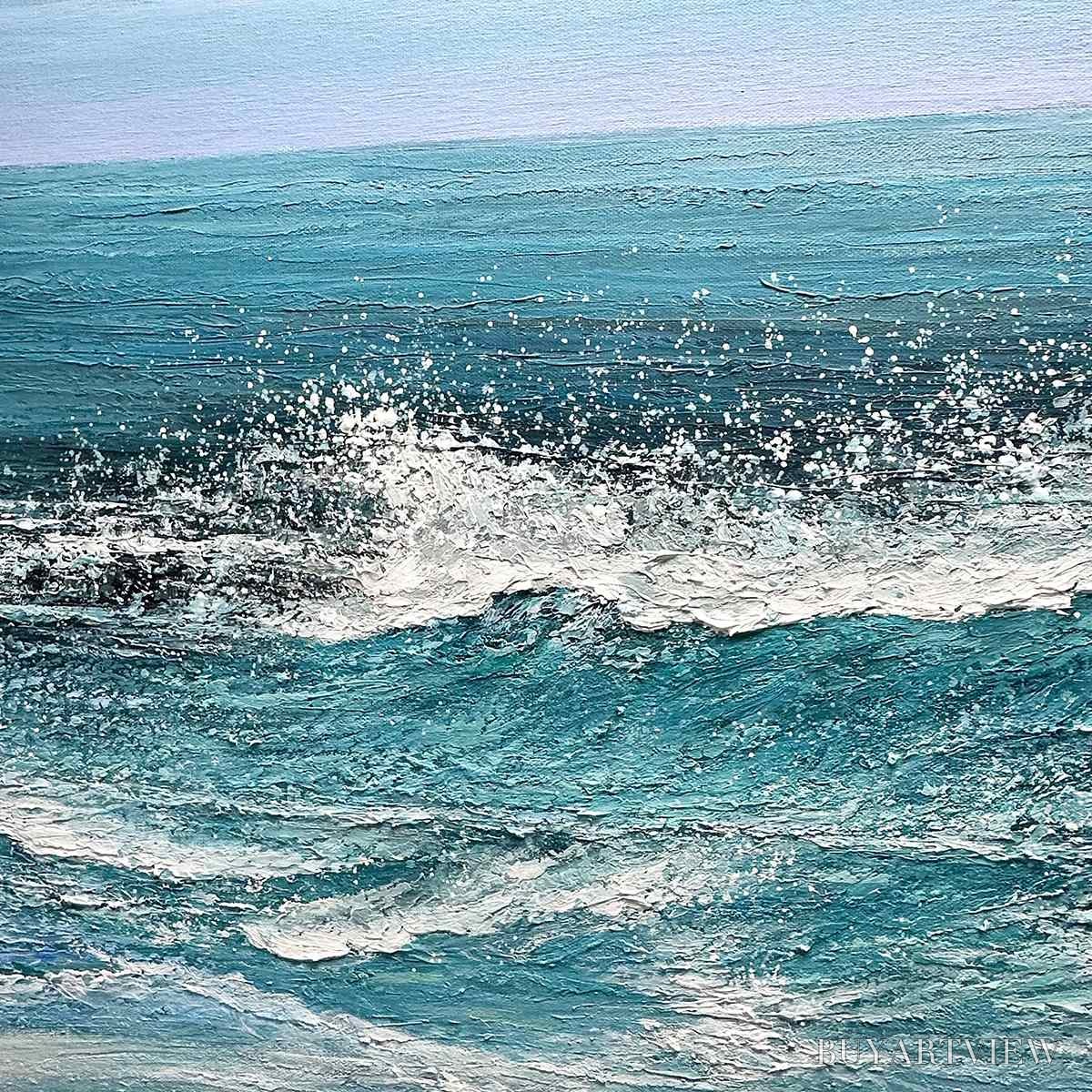 ARTOVITAS Azure Crests – Dynamic Seascape Painting, Panoramic - image 6