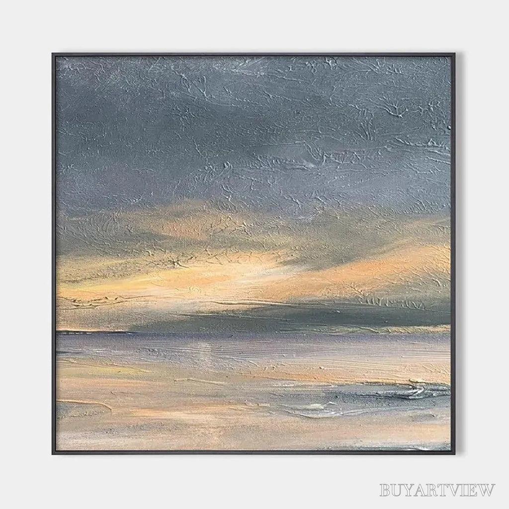 ARTOVITAS Stormy Seascape – Textured Seascape Painting, Square - image 1