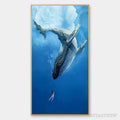 ARTOVITAS Whale Encounter – Majestic Whale and Diver Painting, Vertical - image 1