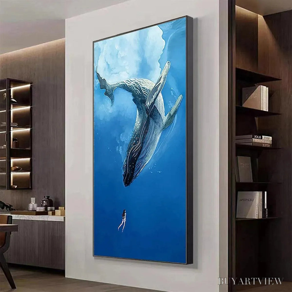 ARTOVITAS Whale Encounter – Majestic Whale and Diver Painting, Vertical - image 5