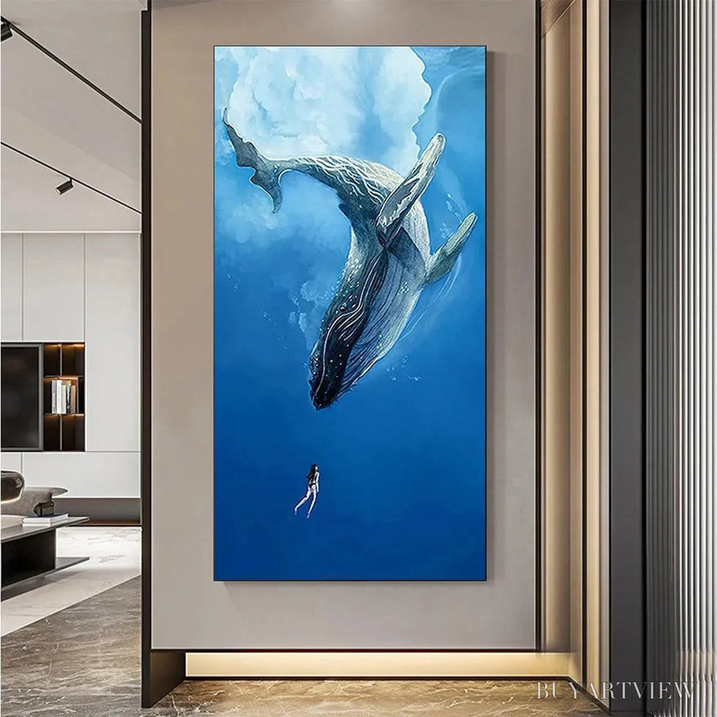ARTOVITAS Whale Encounter – Majestic Whale and Diver Painting, Vertical - image 6