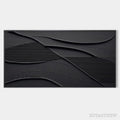 ARTOVITAS Black Textured Waves – Minimalist Textured Painting - image 1