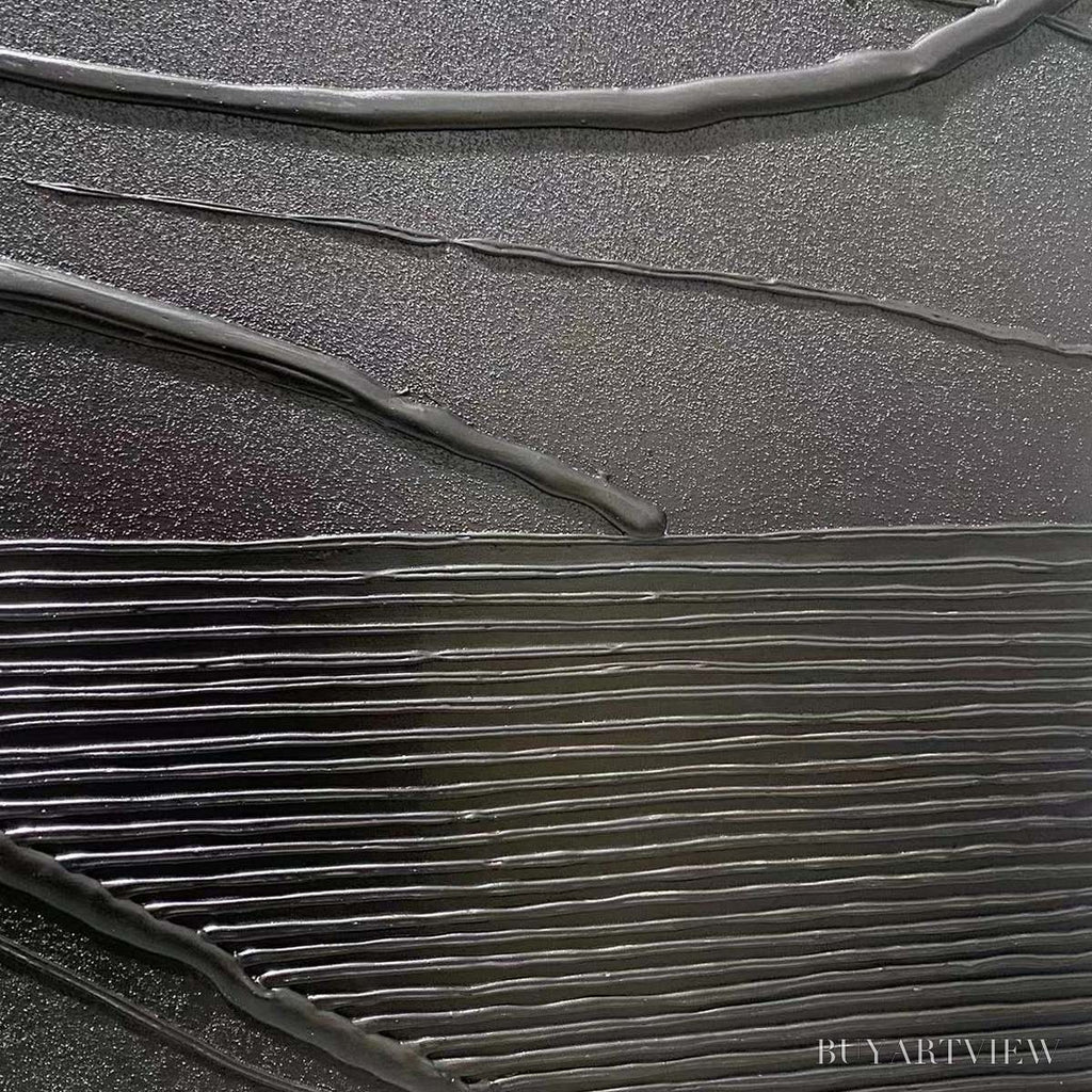 ARTOVITAS Black Textured Waves – Minimalist Textured Painting - image 6