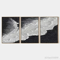 ARTOVITAS Black & White Ocean Triptych – Abstract Ocean Painting Set of 3, Vertical - image 1