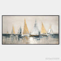 ARTOVITAS Golden Sailboats – Textured Seascape Painting, Horizontal - image 1