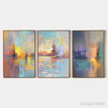 ARTOVITAS Abstract Seascape Triptych – Impasto Seascape Painting Set of 3 - image 1