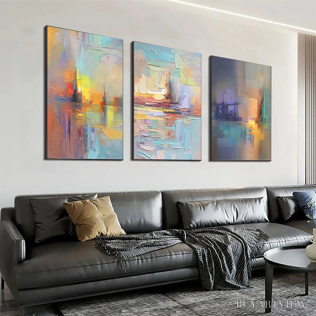 ARTOVITAS Abstract Seascape Triptych – Impasto Seascape Painting Set of 3 - image 3