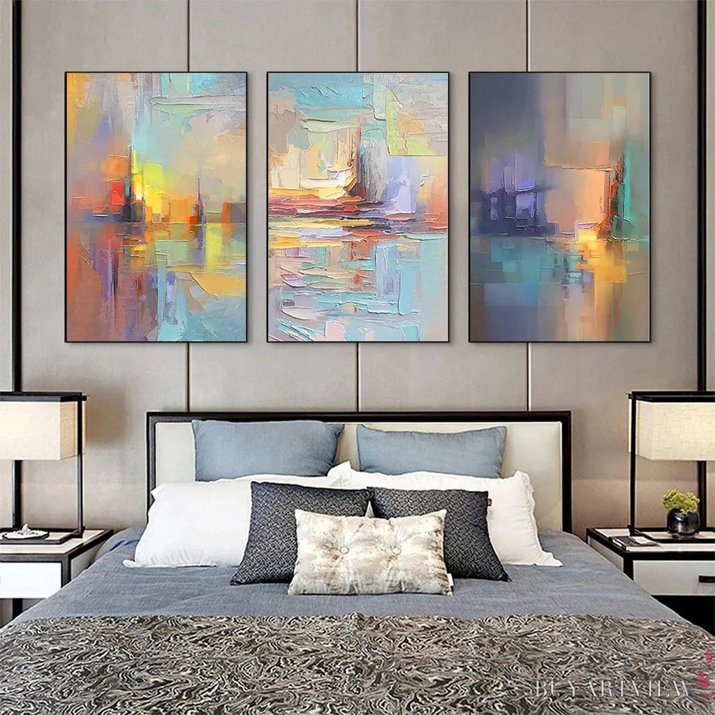 ARTOVITAS Abstract Seascape Triptych – Impasto Seascape Painting Set of 3 - image 4