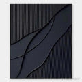 ARTOVITAS Black Textured Waves – Minimalist Textured Abstract Painting - image 1