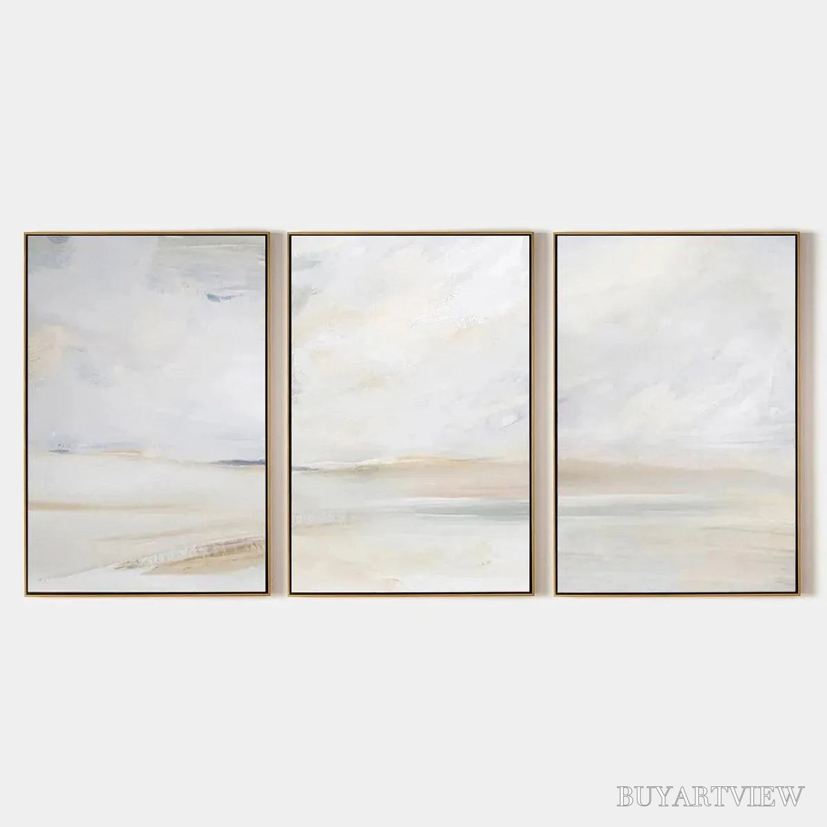 ARTOVITAS Abstract Beach Triptych – Minimalist Beach Painting Set of 3 - image 1