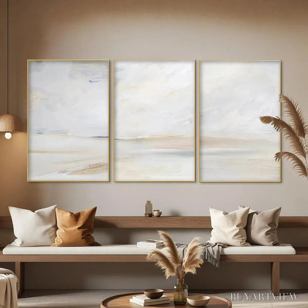 ARTOVITAS Abstract Beach Triptych – Minimalist Beach Painting Set of 3 - image 2