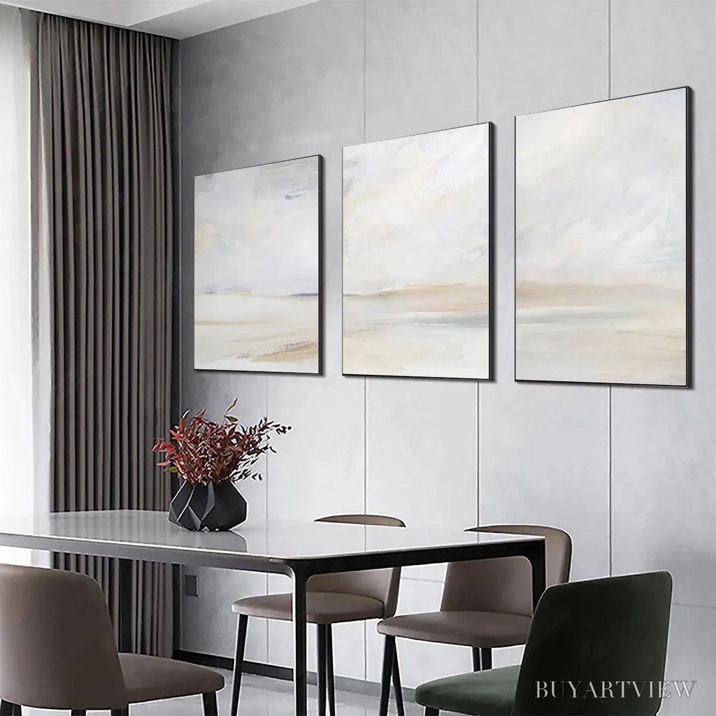 ARTOVITAS Abstract Beach Triptych – Minimalist Beach Painting Set of 3 - image 5