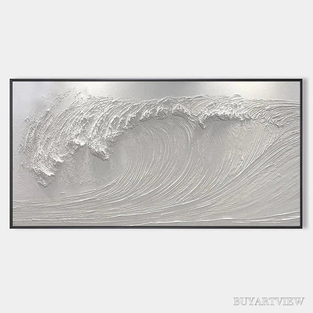 ARTOVITAS Frozen Tide – Textured White Wave Painting - image 1