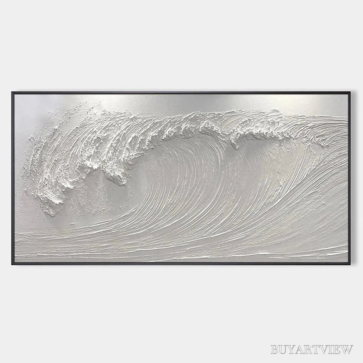 ARTOVITAS Frozen Tide – Textured White Wave Painting - image 1