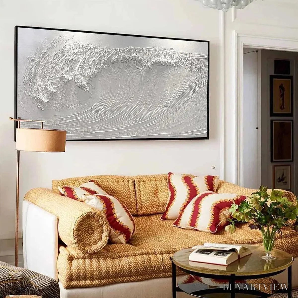 ARTOVITAS Frozen Tide – Textured White Wave Painting - image 4