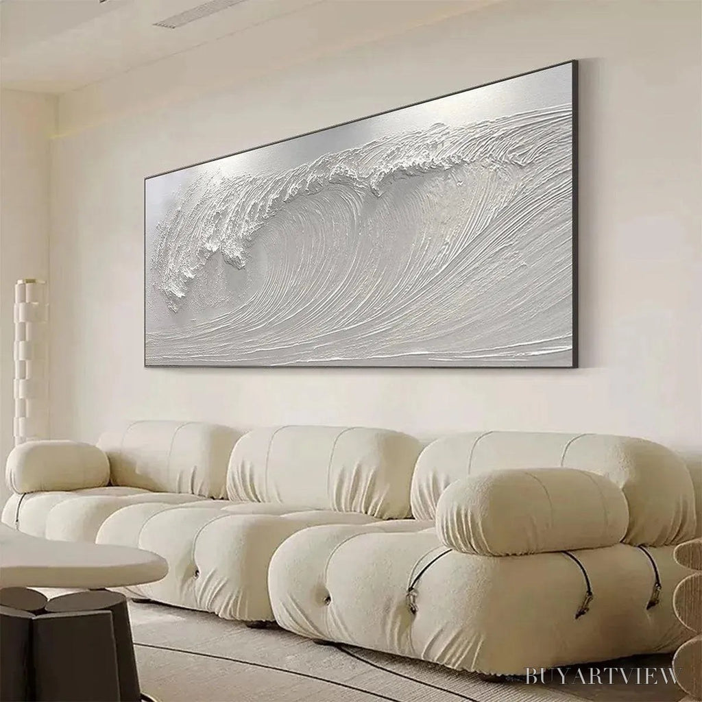 ARTOVITAS Frozen Tide – Textured White Wave Painting - image 5