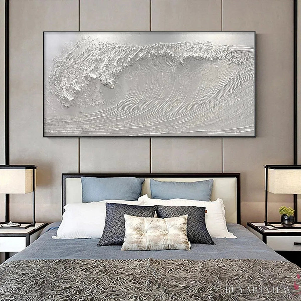 ARTOVITAS Frozen Tide – Textured White Wave Painting - image 6