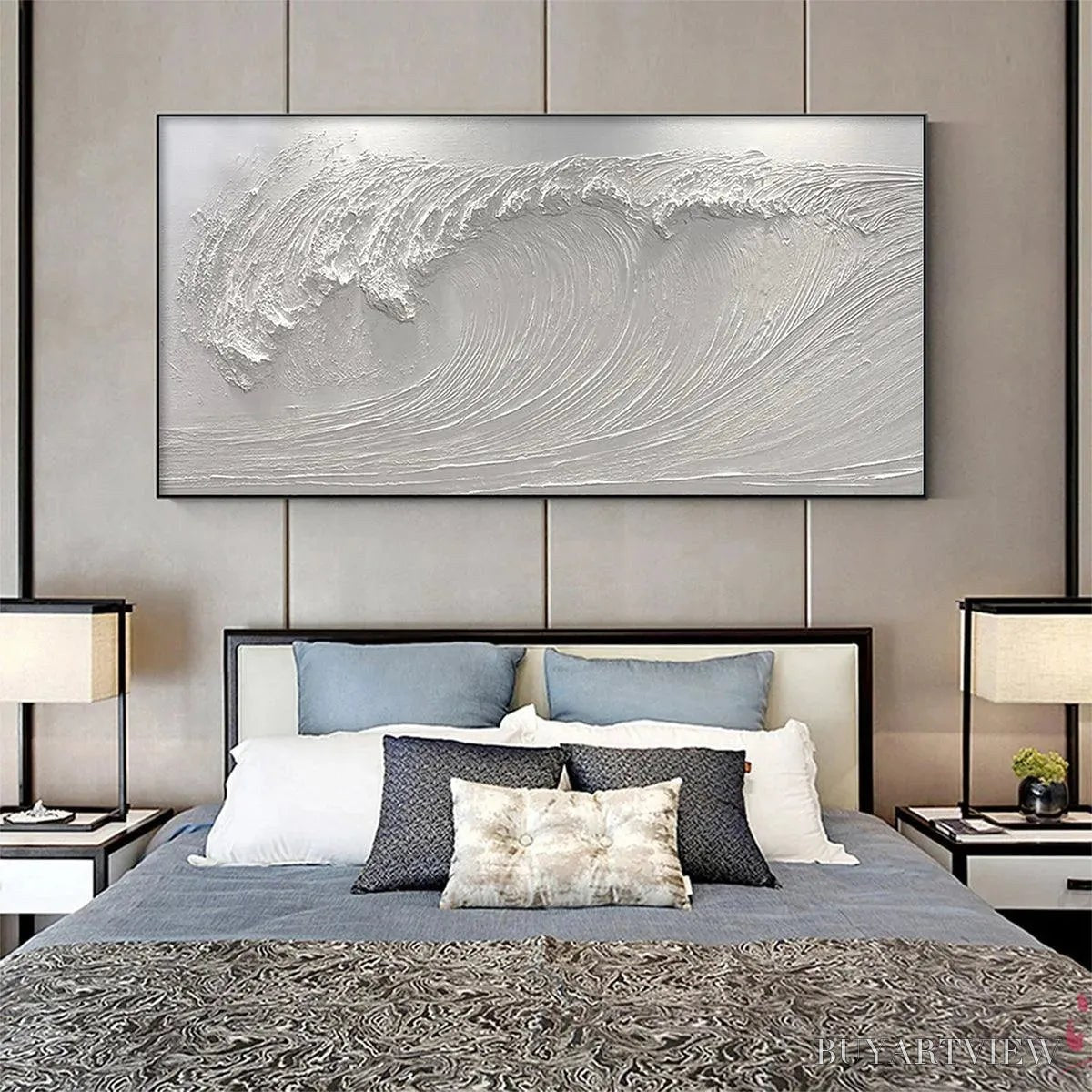 ARTOVITAS Frozen Tide – Textured White Wave Painting - image 6