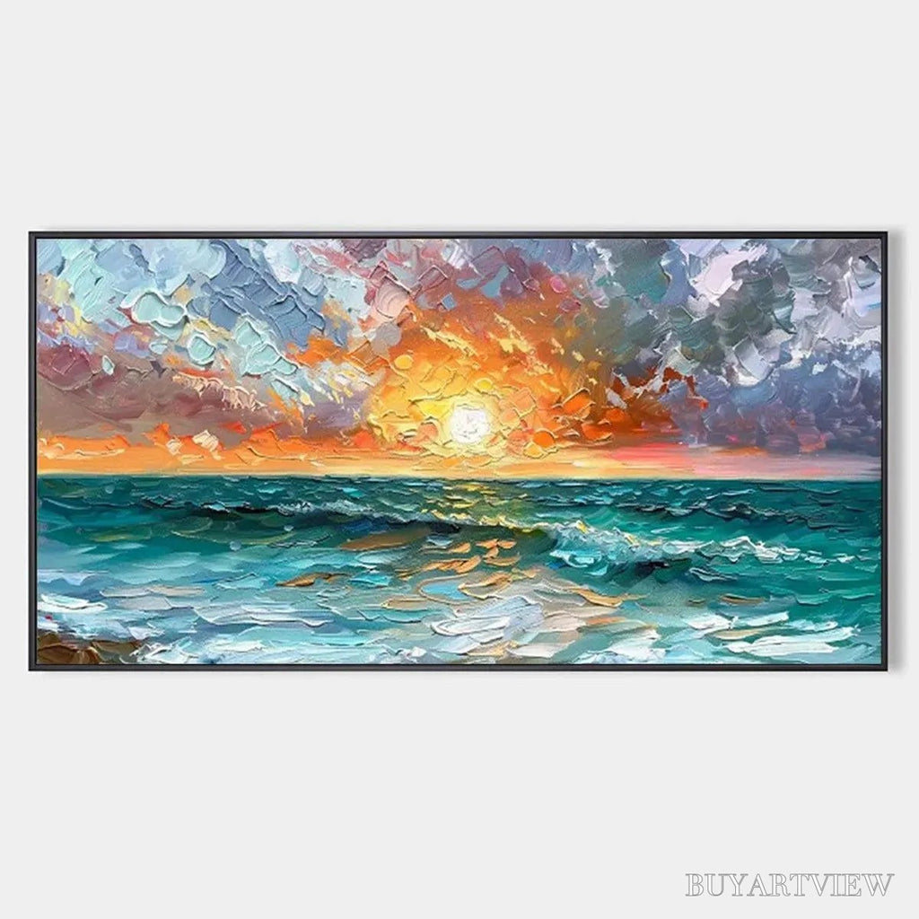 ARTOVITAS Ocean Sunset – Impasto Seascape Painting - image 1