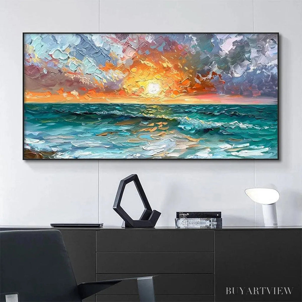 ARTOVITAS Ocean Sunset – Impasto Seascape Painting - image 2