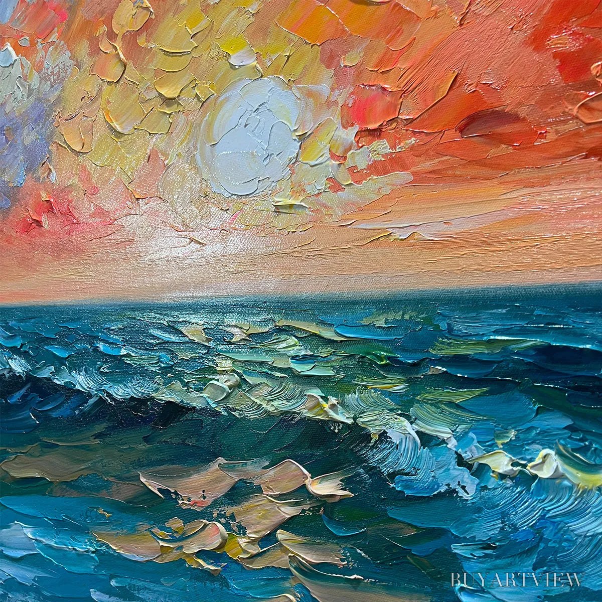 ARTOVITAS Ocean Sunset – Impasto Seascape Painting - image 3