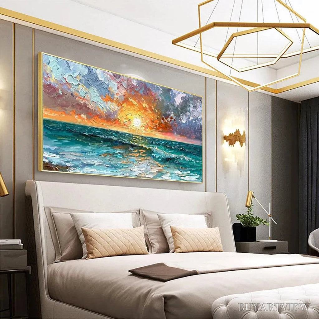 ARTOVITAS Ocean Sunset – Impasto Seascape Painting - image 4